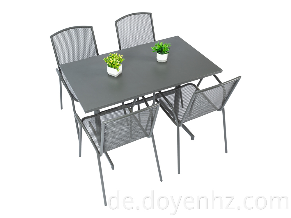 117*70cm Rectangle Folding Table and 4 Mesh Armchairs